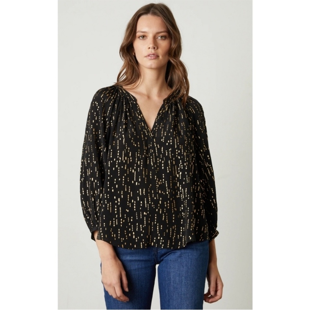 NWT VELVET‎ BY GRAHAM & SPENCER NIXIE KNOTCH NECK BLOUSE LARGE